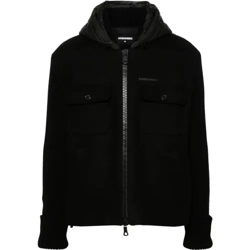 Hooded Wool Coat , male, Sizes: XL, L, 2XL, S - Dsquared2 - Modalova