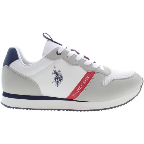 Weißer Polyester-Sneaker mit Kontrastdetails , Herren, Größe: 42 EU - U.S. Polo Assn. - Modalova