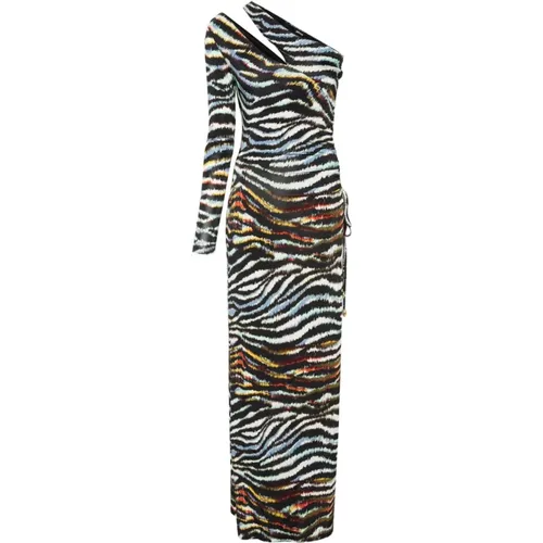 Braunes Organzino Print Graphic Tiger Kleid , Damen, Größe: S - Just Cavalli - Modalova
