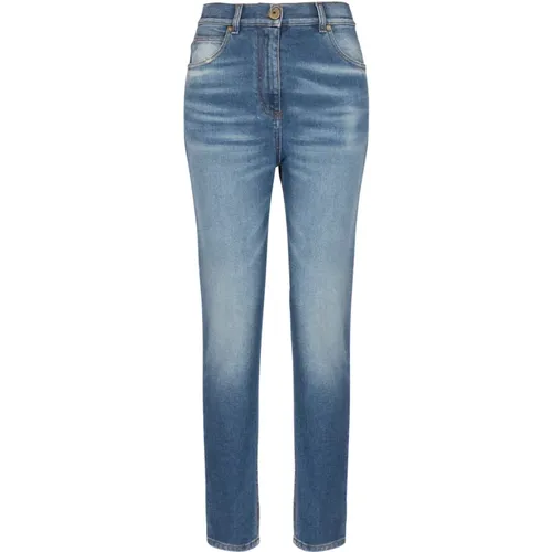 Slim-fit denim jeans with golden details , female, Sizes: M, XS, L, S - Balmain - Modalova