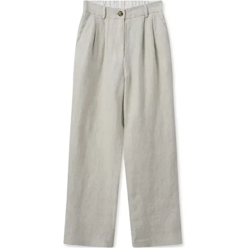 Relaxed Linen Pants with Front Pleats , female, Sizes: 2XS, L, XL, M, S - MOS MOSH - Modalova