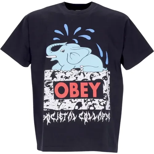 Societal Collapse Tee Off T-Shirt , male, Sizes: S - Obey - Modalova