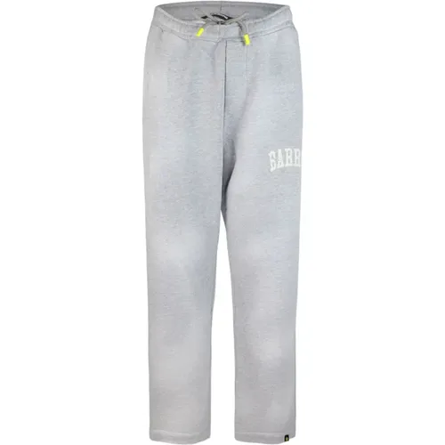 Grey Sweatpants Loose Fit Front Print , male, Sizes: S, XS, M - Barrow - Modalova