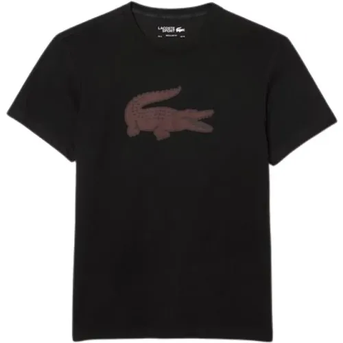 Schwarzes/Burgunder 3D Logo T-Shirt , Herren, Größe: M - Lacoste - Modalova