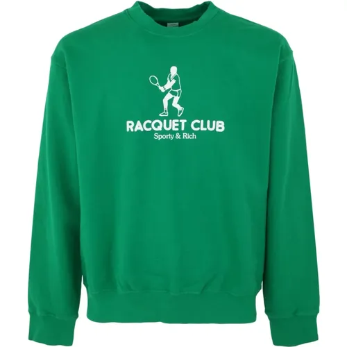 Klassischer Racquet Club Crewneck Sweatshirt , Herren, Größe: M - Sporty & Rich - Modalova