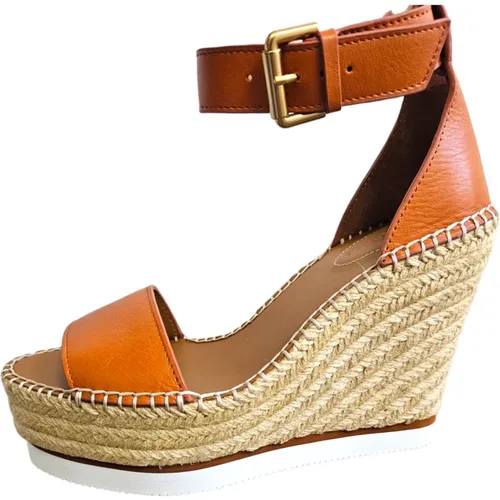 Leder Keil Espadrilles Sandalen , Damen, Größe: 37 EU - See by Chloé - Modalova