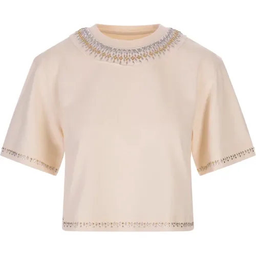 Stunning Rhinestone Crop T-Shirt , female, Sizes: 2XS, S - Paco Rabanne - Modalova