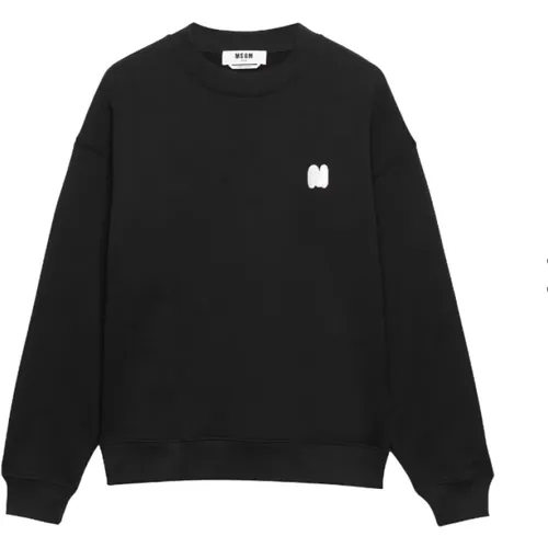 Schwarzer Baumwoll-Logo-Pullover , Herren, Größe: L - MSGM - Modalova