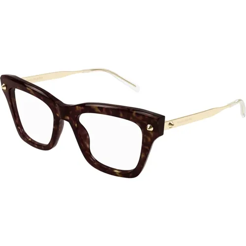 Stilvolle Brille Am0484O in Schwarz , Damen, Größe: 52 MM - alexander mcqueen - Modalova