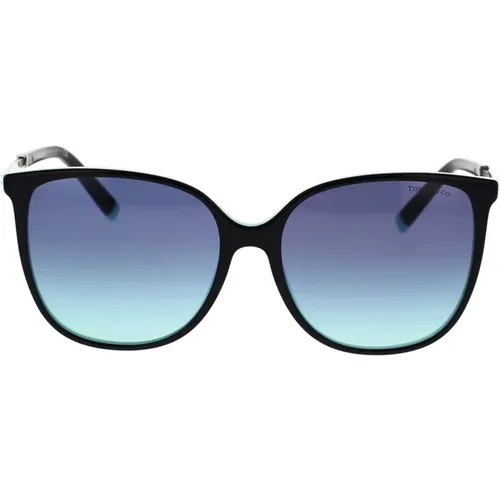 Oversized Eckige Sonnenbrille mit Logo-Verzierten Bügeln - Tiffany - Modalova