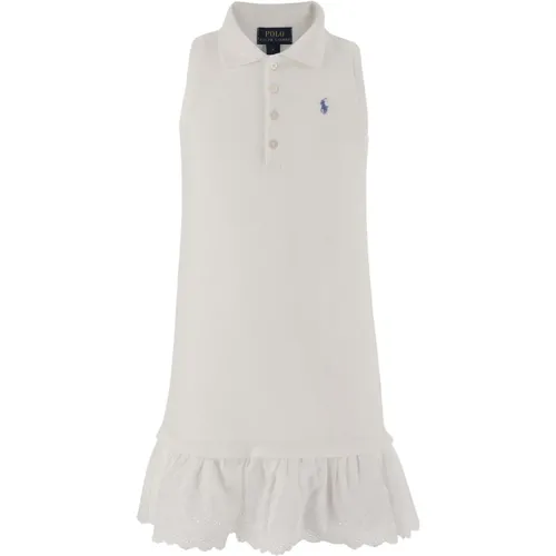 Weiße ärmellose Baumwollkleid mit Logo - Polo Ralph Lauren - Modalova