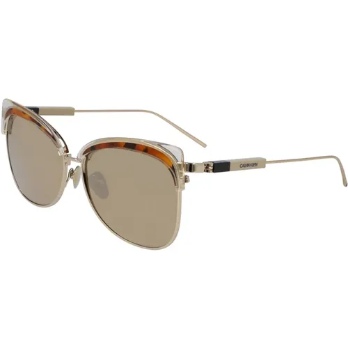 Goldene Spiegel-Sonnenbrille Ck19701S-743 , Damen, Größe: 59 MM - Calvin Klein - Modalova