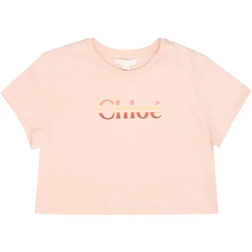 Stilvolles Mädchen T-Shirt mit Logo-Print - Chloé - Modalova