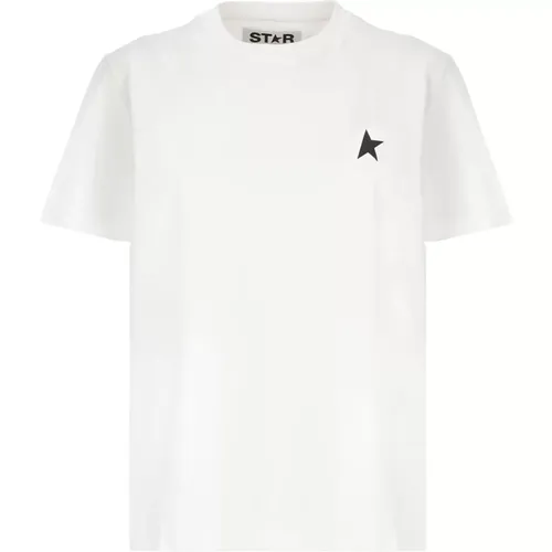 Weiße Baumwoll-Sternlogo-T-Shirt - Golden Goose - Modalova