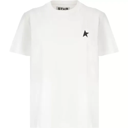 Weiße Baumwoll-Sternlogo-T-Shirt , Damen, Größe: S - Golden Goose - Modalova