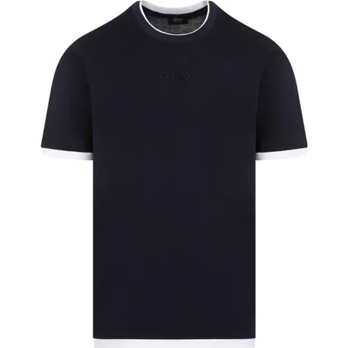 Navy Weiß Baumwoll T-shirt Brioni - Brioni - Modalova