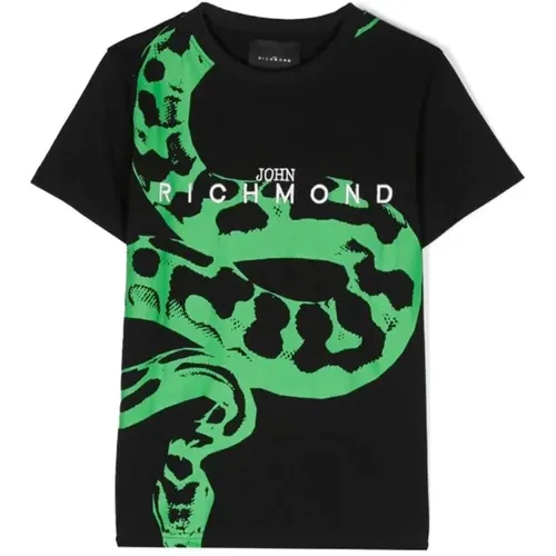 Stylisches Rundhals-T-Shirt für Jungen mit Kontrastdruck - John Richmond - Modalova
