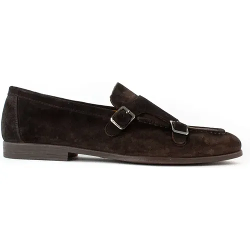 Suede Leather Loafer with Double Buckle , male, Sizes: 6 UK - Doucal's - Modalova