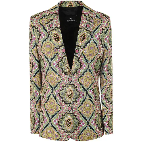 Multi Printed Silk Twill Jacket , female, Sizes: L - ETRO - Modalova