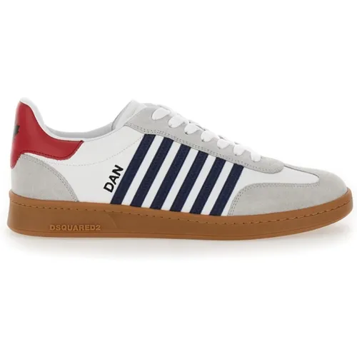 Sneakers Vitello+Crosta Weiß+Blau+Rot , Herren, Größe: 40 EU - Dsquared2 - Modalova