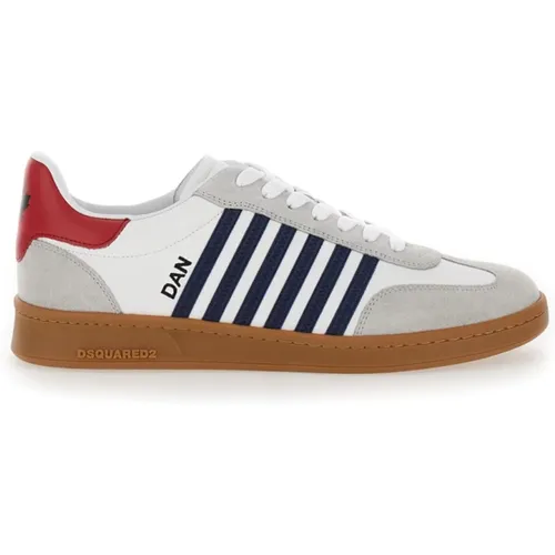 Sneakers Vitello+Crosta Weiß+Blau+Rot , Herren, Größe: 43 EU - Dsquared2 - Modalova