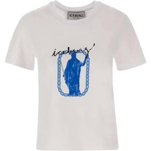 Damen Roma Print Baumwoll T-Shirt - Iceberg - Modalova