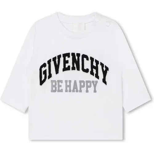 Weiße Baumwoll-T-Shirt mit Stickerei für Baby Jungen - Givenchy - Modalova