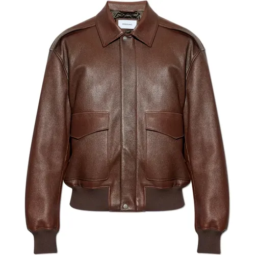 Leather jacket , male, Sizes: L, XL - Salvatore Ferragamo - Modalova