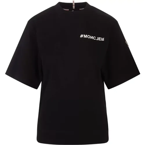 Schwarzes T-Shirt für Stadt und draußen , Damen, Größe: L - Moncler - Modalova