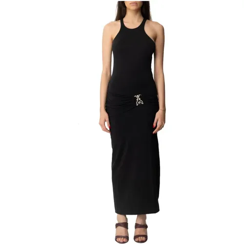 Schwarzes Kleid mit Drapierung und Strass-Detail , Damen, Größe: S - PATRIZIA PEPE - Modalova