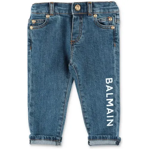 Blaue Stretch-Baumwoll-Denim-Baby-Jungen-Jeans - Balmain - Modalova