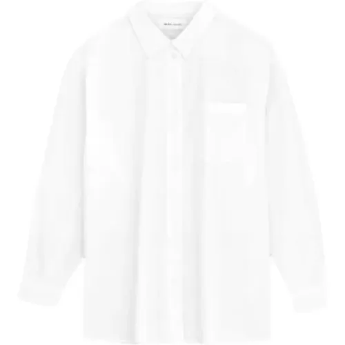 Klassisches Weißes Baumwollpopeline-Hemd , Damen, Größe: M - Skall Studio - Modalova