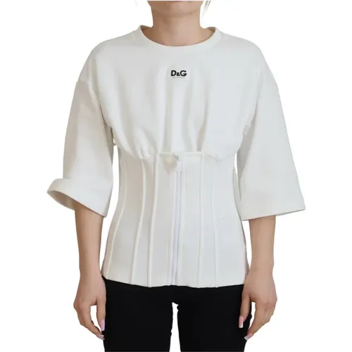 Weißes Korsett Stretch Baumwoll Top T-Shirt - Dolce & Gabbana - Modalova