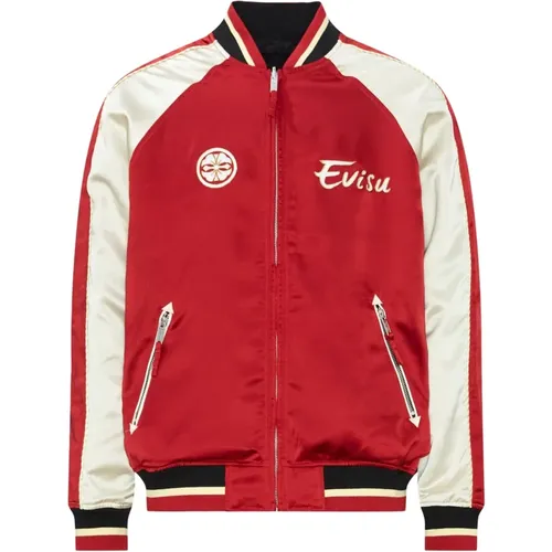 Reversible souvenir jacket, color blocking design , male, Sizes: XL, 2XL, M, L, S - Evisu - Modalova
