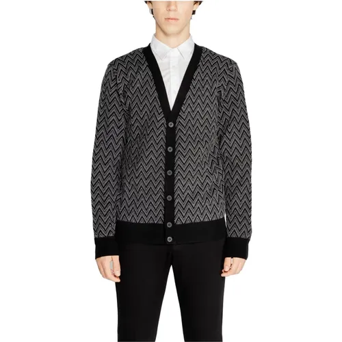 Schwarzer Geometrischer V-Ausschnitt Cardigan , Herren, Größe: S - Antony Morato - Modalova