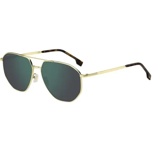 Gold Frame Green Mirror Sunglasses , unisex, Sizes: 61 MM - Boss - Modalova