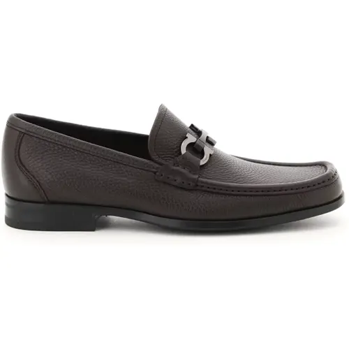 Grandioso Gancini Loafers aus genarbtem Leder , Herren, Größe: 39 1/2 EU - Salvatore Ferragamo - Modalova