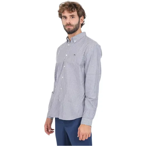 Gestreiftes Langarmhemd Weiß , Herren, Größe: 3XL - Lacoste - Modalova