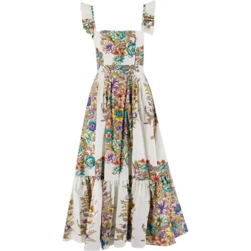 Printed Cotton Silk Dress with Flounce , female, Sizes: XS - ETRO - Modalova