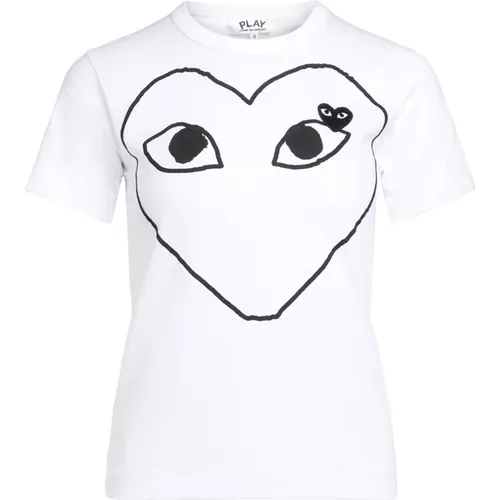 T-Shirt with Black Heart , female, Sizes: S, L - Comme des Garçons Play - Modalova