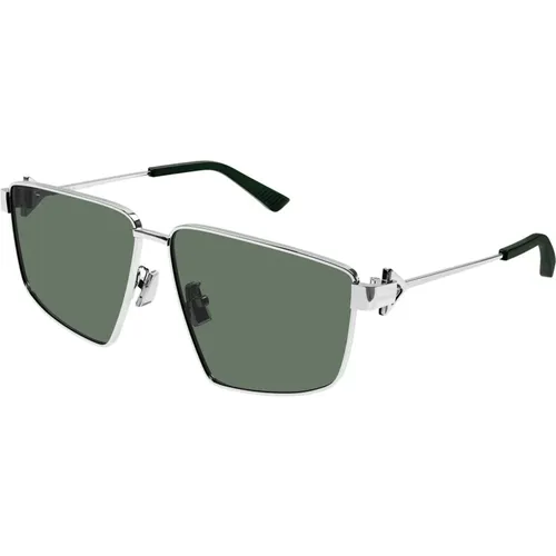 Silber/Grau Grüne Sonnenbrille , Damen, Größe: 61 MM - Bottega Veneta - Modalova