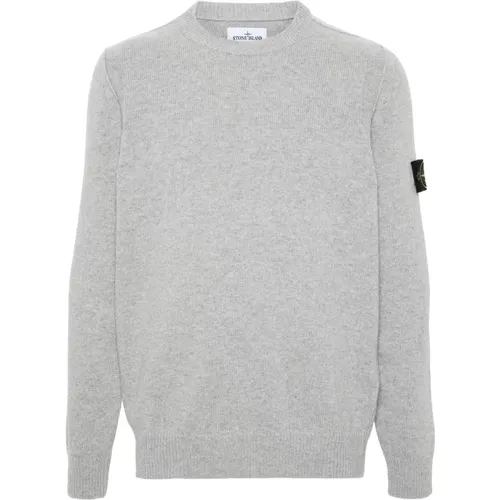 Ribbed Crew Neck Lambswool Sweater , male, Sizes: M, L, S - Stone Island - Modalova