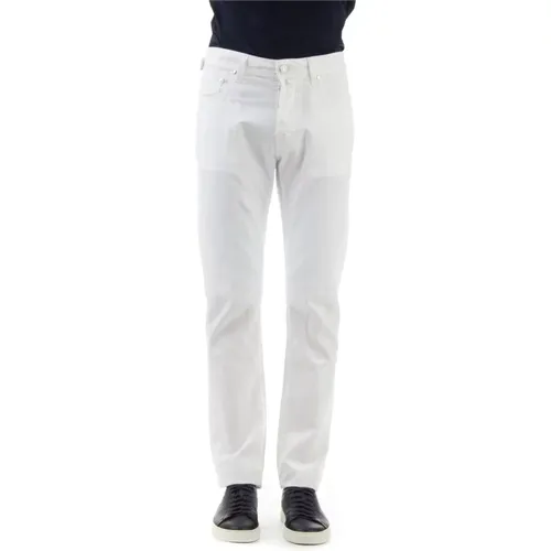 Lightweight Linen Pants with Leather Detail , male, Sizes: W38, W36, W35, W37, W34 - Jacob Cohën - Modalova