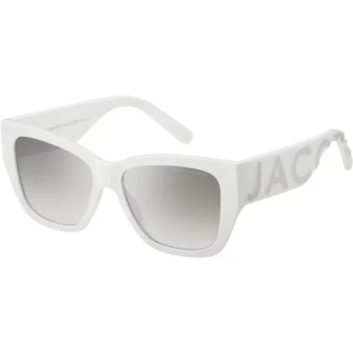 White Grey Sunglasses with Grey Mirrorshade , unisex, Sizes: 55 MM - Marc Jacobs - Modalova