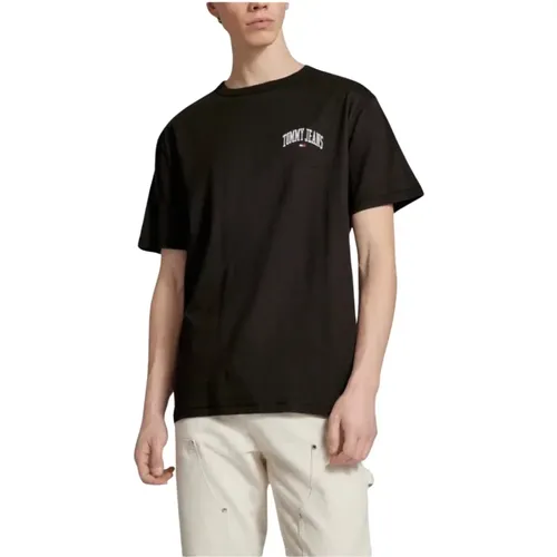 Besticktes Logo T-Shirt - Schwarz , Herren, Größe: XL - Tommy Jeans - Modalova