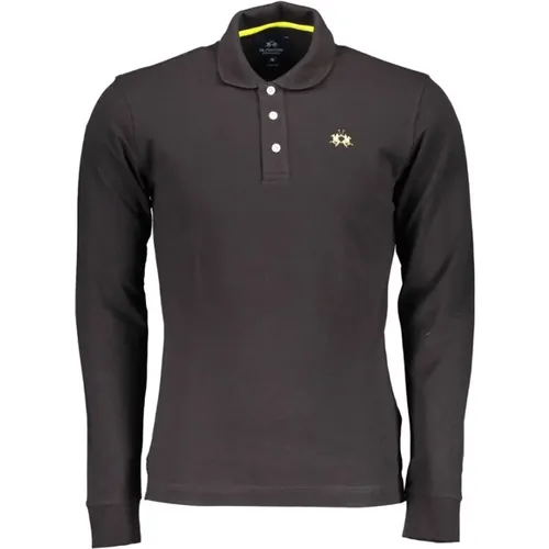 Schwarzes Baumwoll-Poloshirt mit Stickerei , Herren, Größe: 3XL - LA MARTINA - Modalova