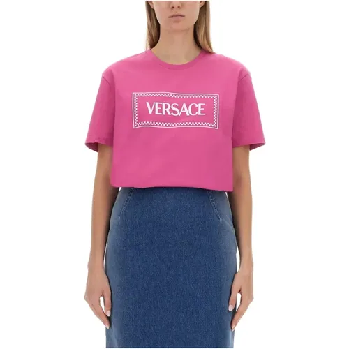 Vintage Logo T-Shirt , Damen, Größe: 2XS - Versace - Modalova