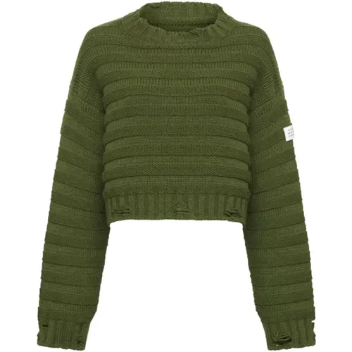 Stilvolle Crewneck-Strickware für Frauen , Damen, Größe: S - MM6 Maison Margiela - Modalova