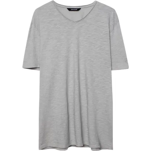 Graues V-Ausschnitt Terry T-Shirt , Herren, Größe: M - Zadig & Voltaire - Modalova