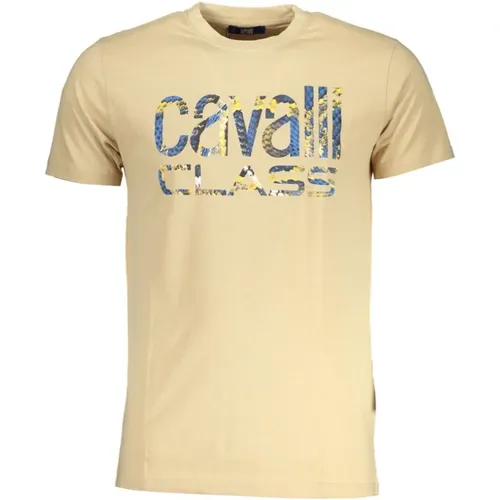 Druck Logo Rundhals T-Shirt , Herren, Größe: L - Cavalli Class - Modalova
